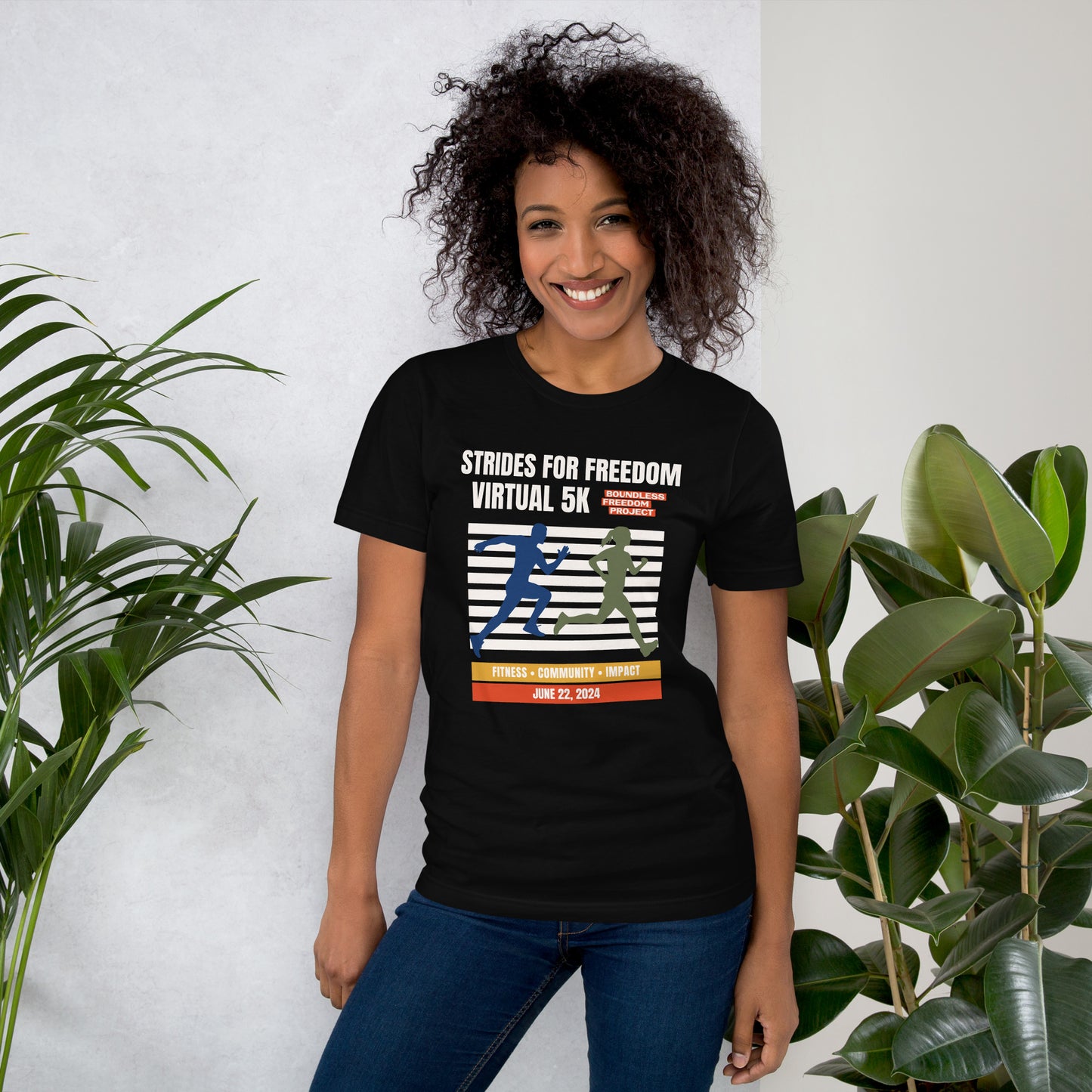 Strides for Freedom: Virtual 5k Unisex T-Shirt