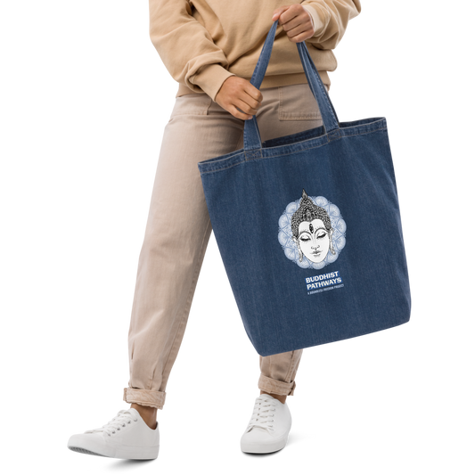 BUDDHIST PATHWAYS DENIM TOTE